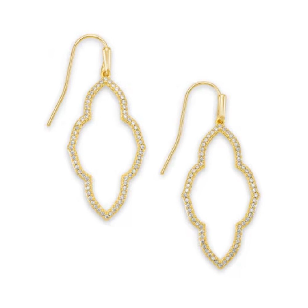 Kendra Scott Abbie Gold Large Pave Open Earring NIB
